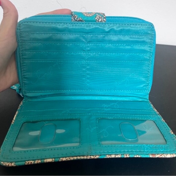 Vera Bradley Blue turquoise Paisley Crossbody Bag + Matching Wallet Set - Picture 5 of 6